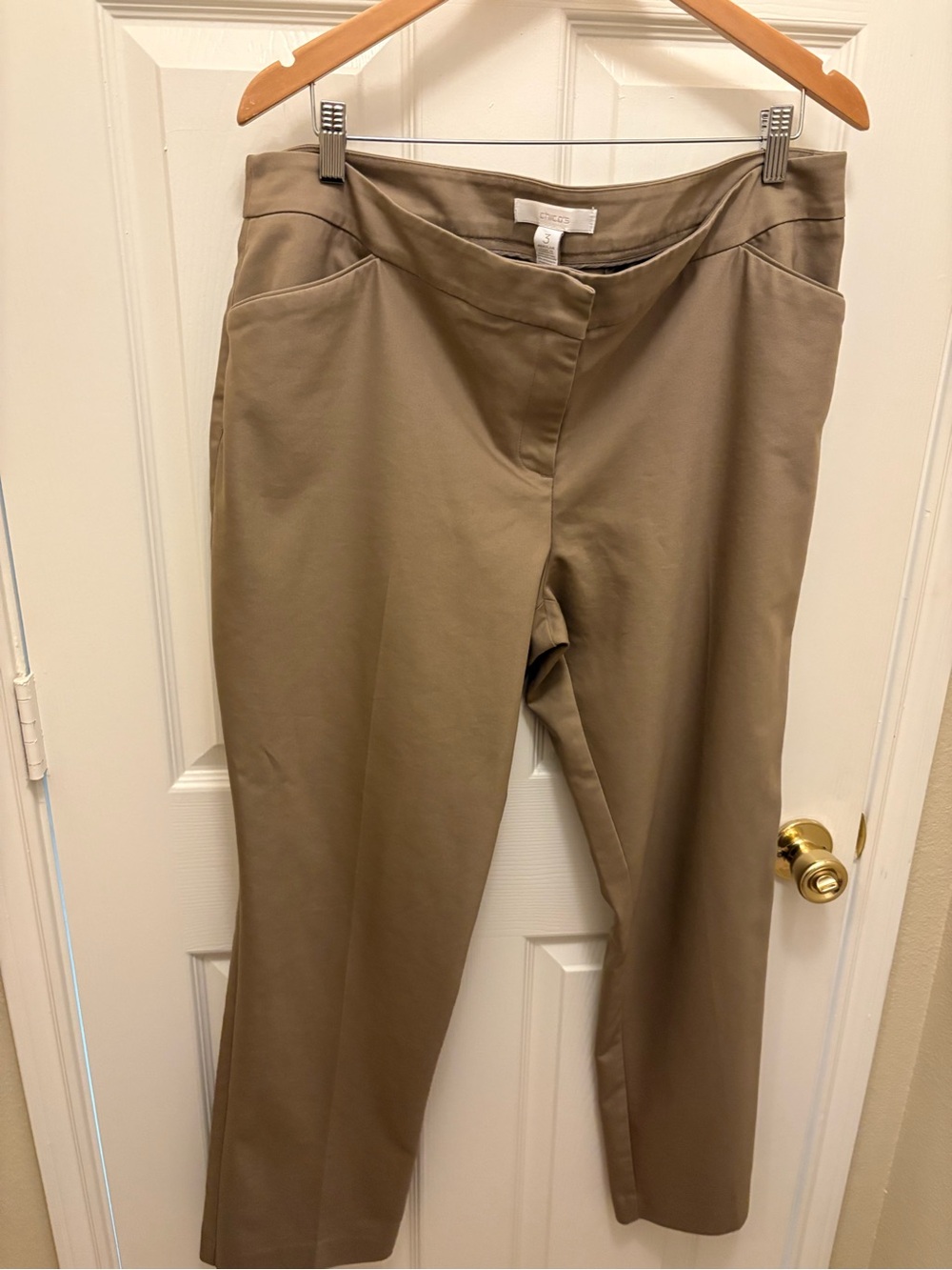 Chico's Tan Straight-Leg Pants